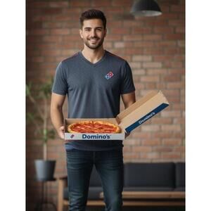 Domino's Gear Gray Athletic Logo Tee Pizza Delivery Workwear Mens Size Medium